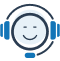 Customer support icon face with headset.